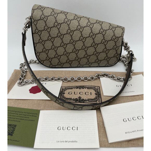 $2800 BRAND NEW GUCCI 1955 HORSEBIT GG SUPREME CANVAS MINI SHOULDER BAG - Picture 7 of 16